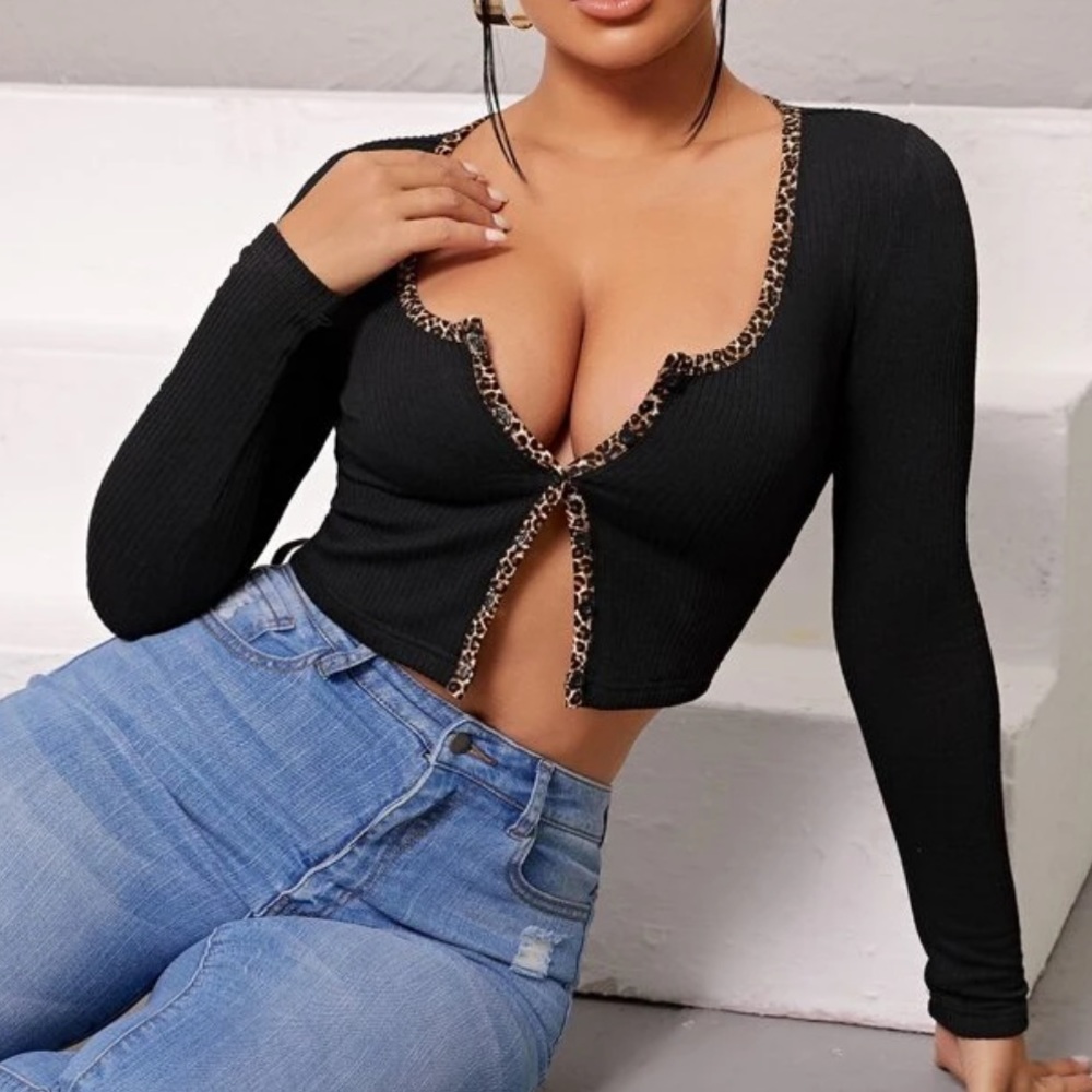 SHEIN leopard crop top
